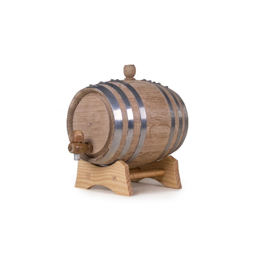 Galvanized Hoop Oak Barrel 34 oz